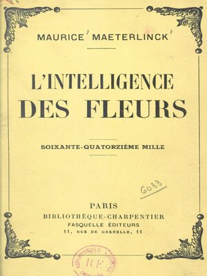 cover image of L'intelligence des fleurs